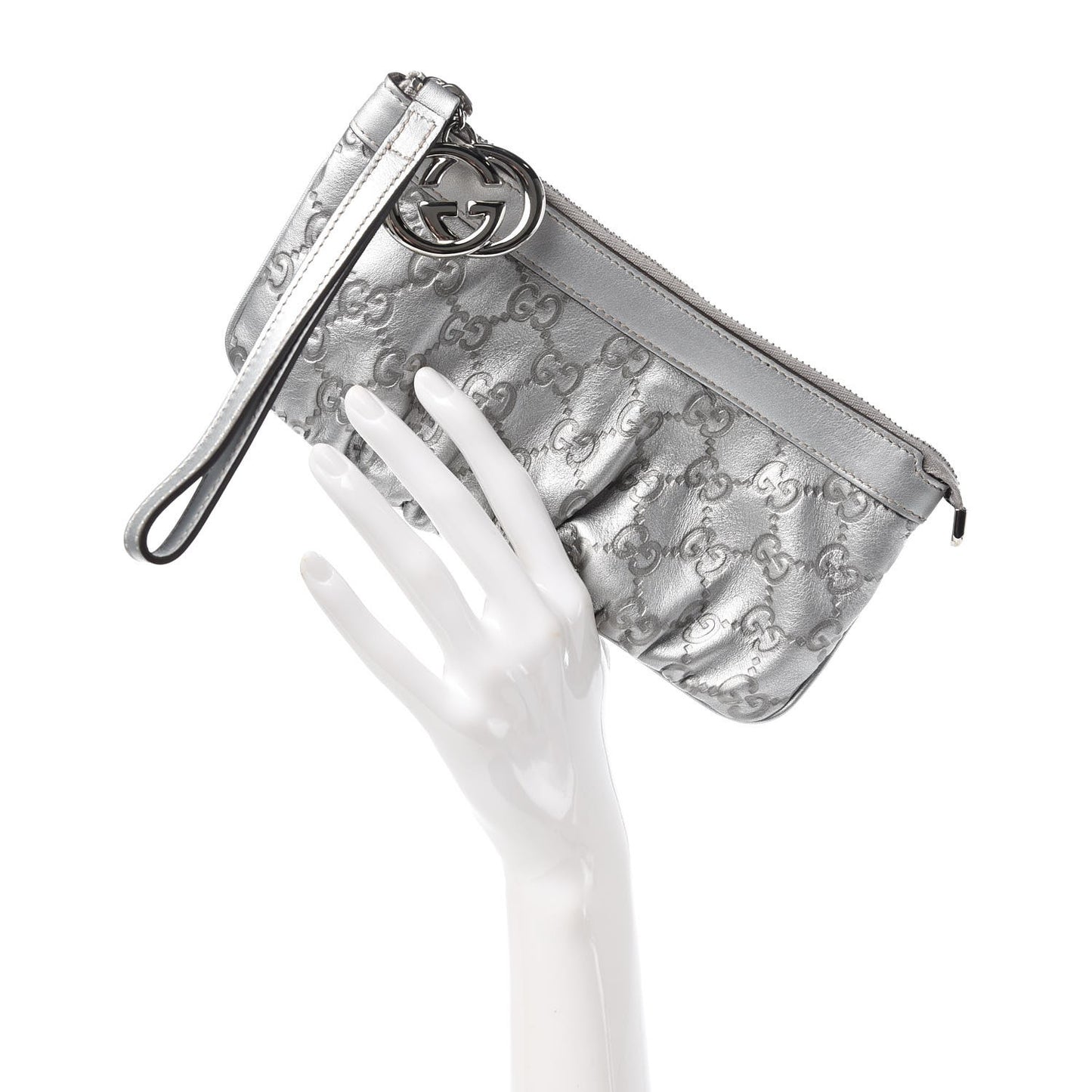 Guccissima New Britt Wristlet Silver