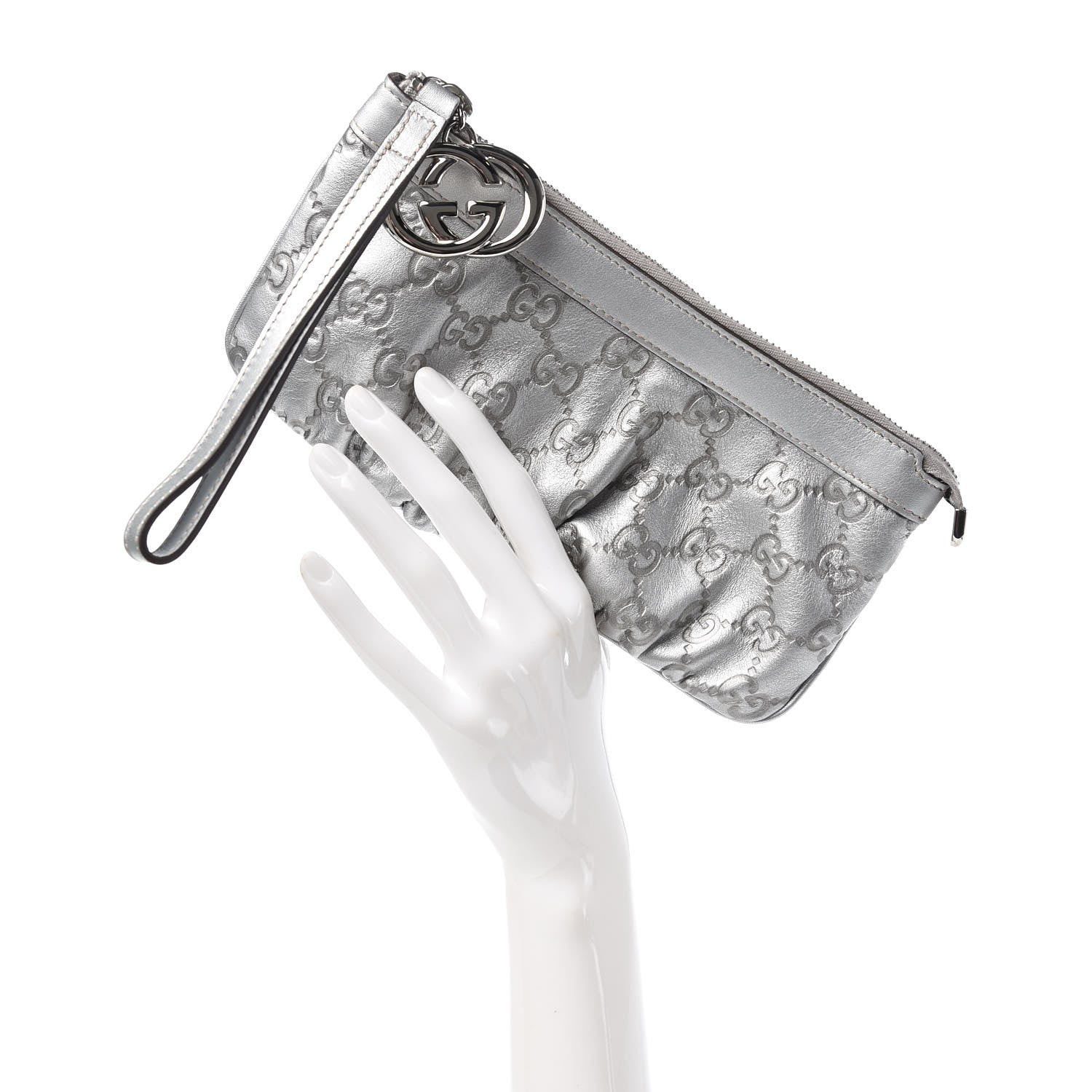 Gucci Guccissima New Britt Wristlet Silver 2 of 8