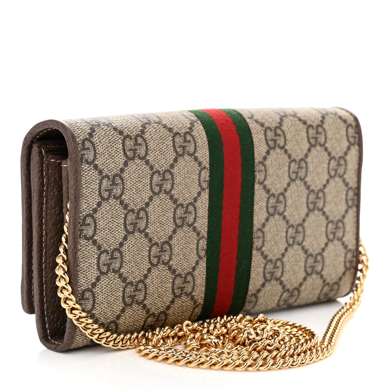 Gucci GG Supreme Monogram Web Ophidia Wallet On Chain Brown 3 of 11