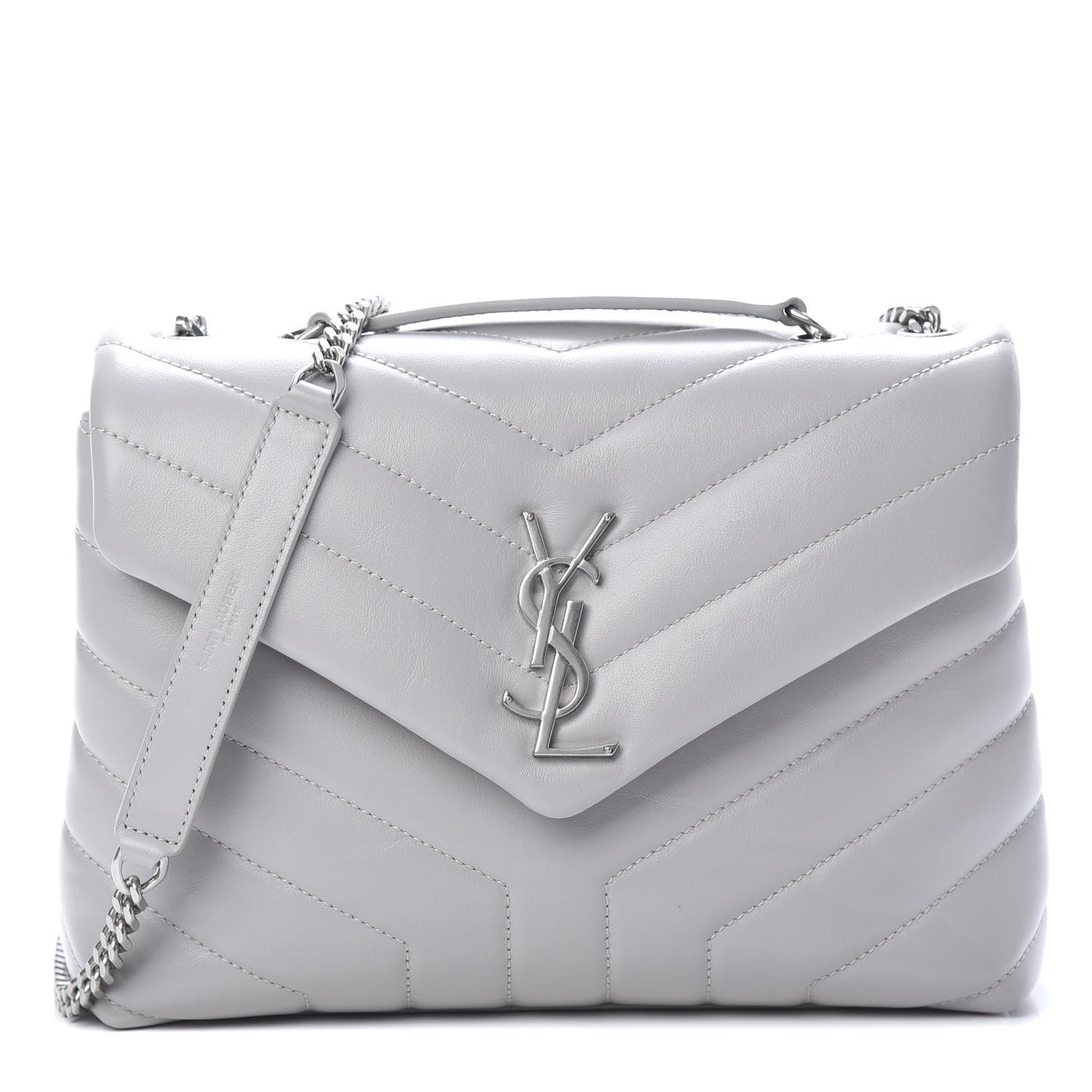 Calfskin Y Quilted Monogram Small Loulou Chain Satchel Granite