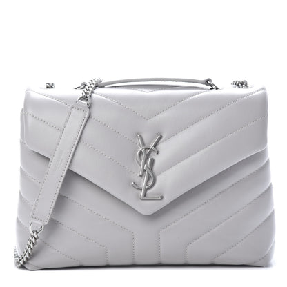 Saint Laurent Calfskin Y Quilted Monogram Small Loulou Chain Satchel Granite 1 of 10
