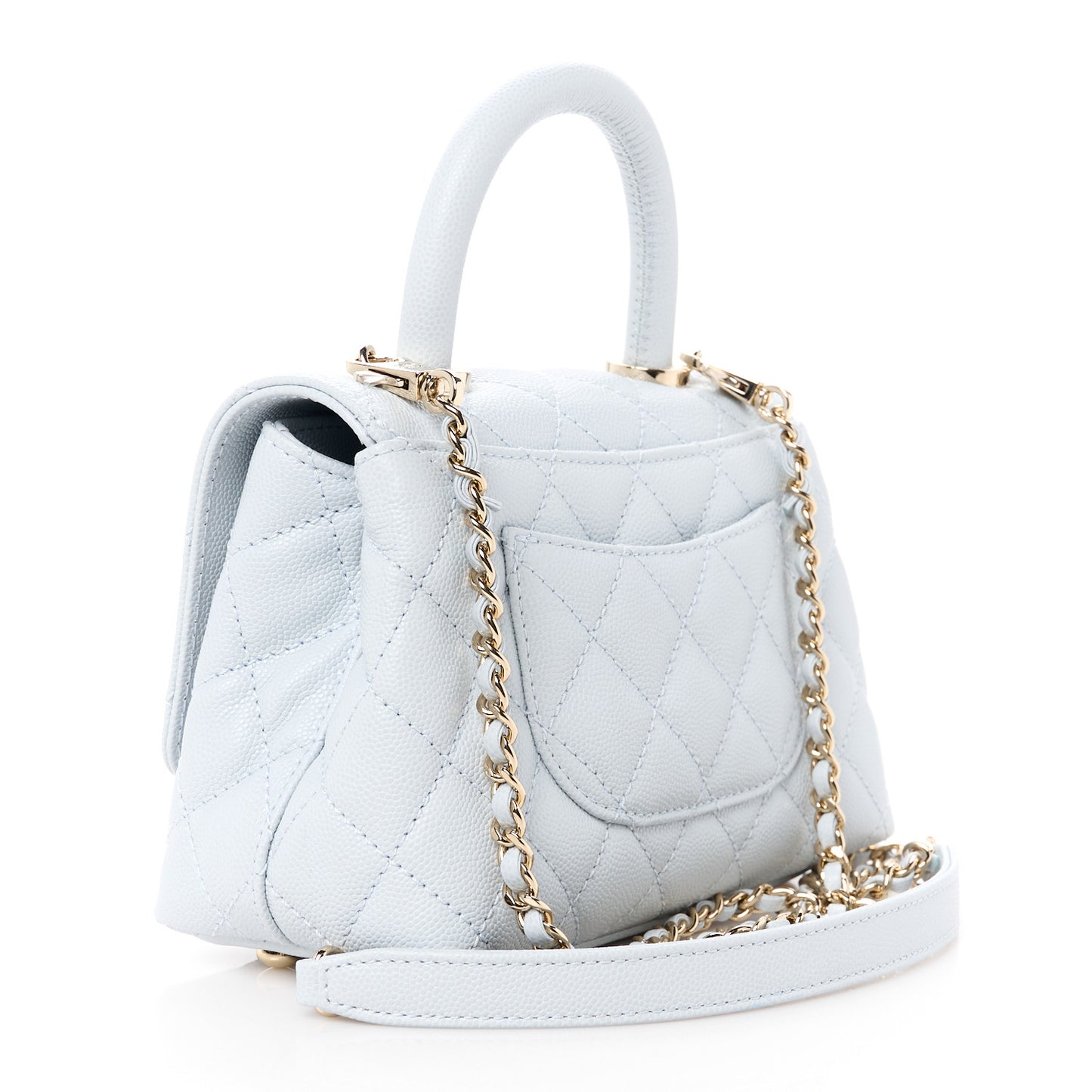 Caviar Quilted Extra Mini Coco Handle Flap Light Blue