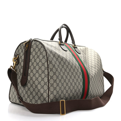 Gucci GG Supreme Monogram Textured Dollar Calfskin Web Large Savoy Duffle Bag Beige Ebony New Acero 2 of 10