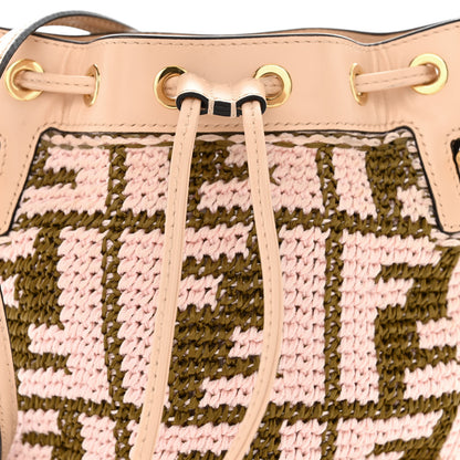 Fendi Raffia Vitello King F is Fendi FF Crochet Mini Mon Tresor Bucket Bag Natural Light Rose 8 of 13