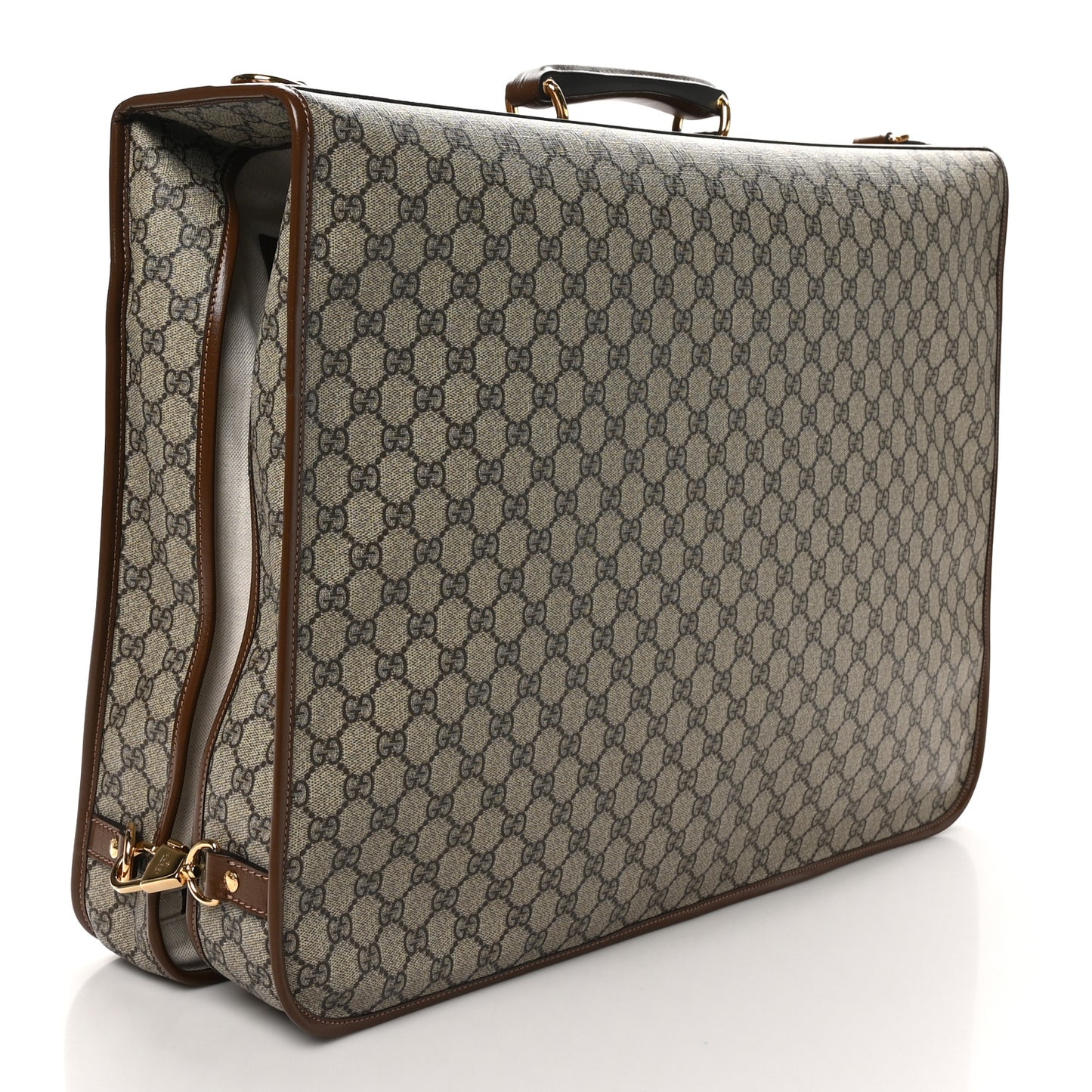 GG Supreme Monogram Azalea Calfskin Retro Interlocking G Garment Bag Beige Ebony Brown Sugar