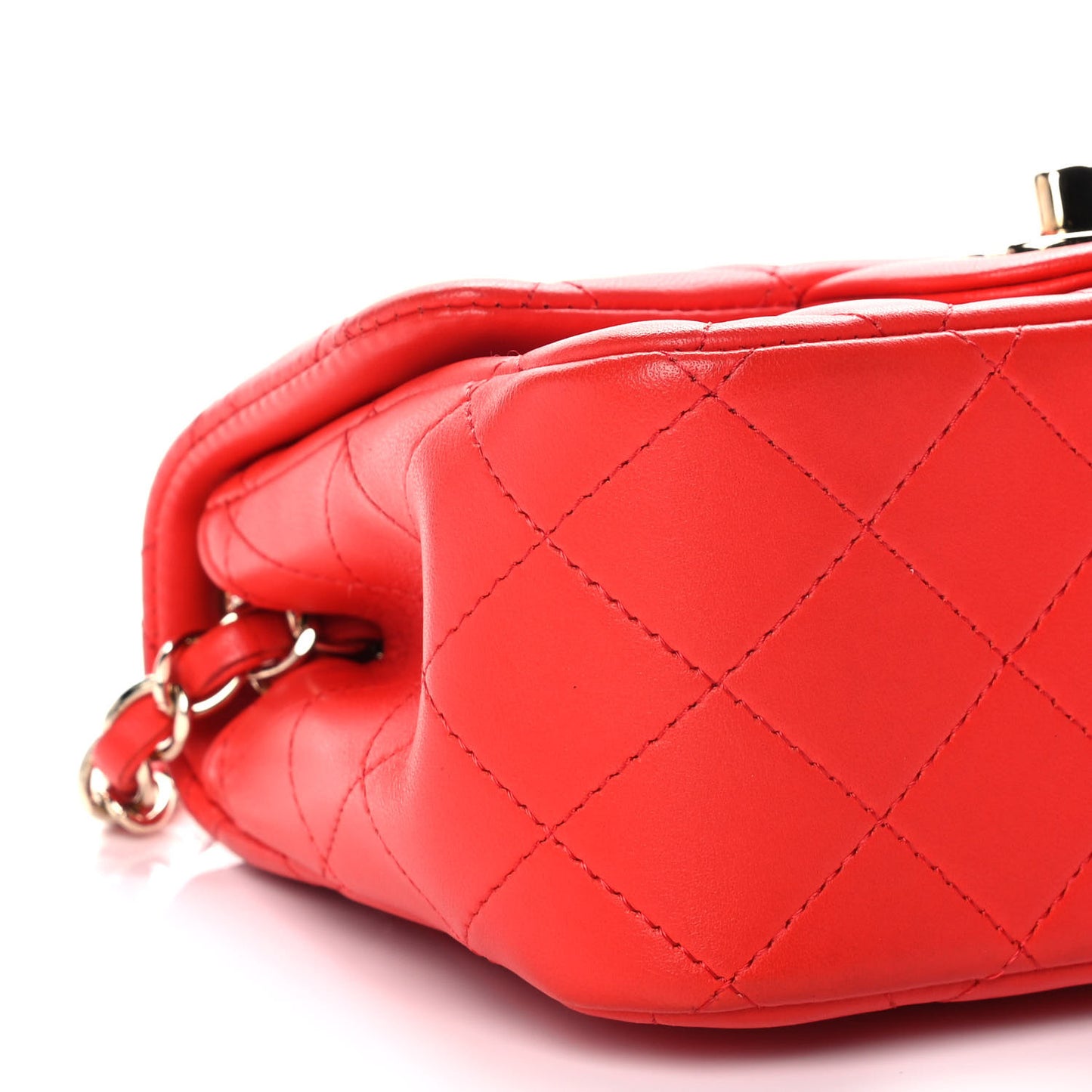 Lambskin Quilted Mini Square Flap Red