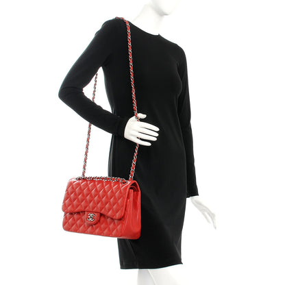 Chanel Lambskin Quilted Jumbo Double Flap Red 2 of 9
