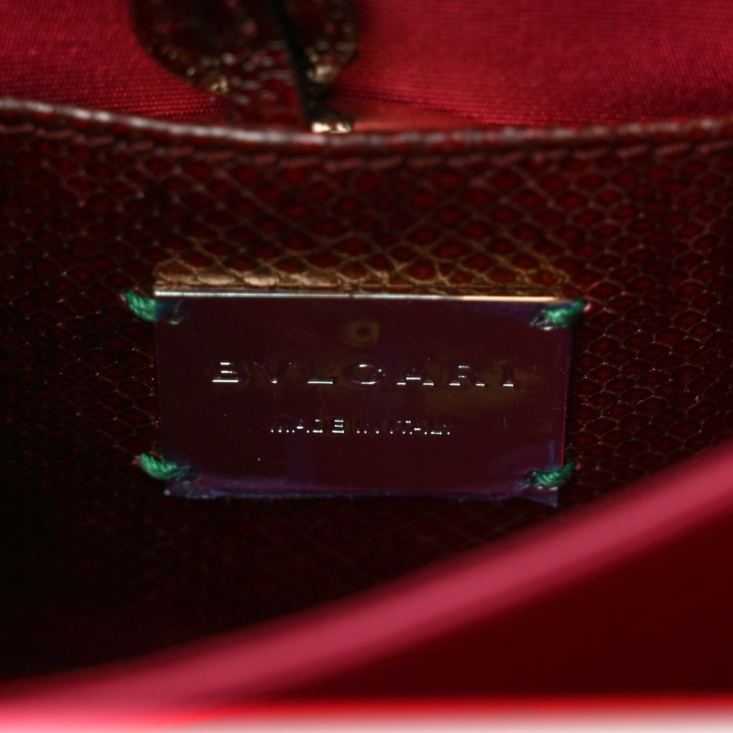 Shiny Karung Serpenti Forever Top Handle Dark Red