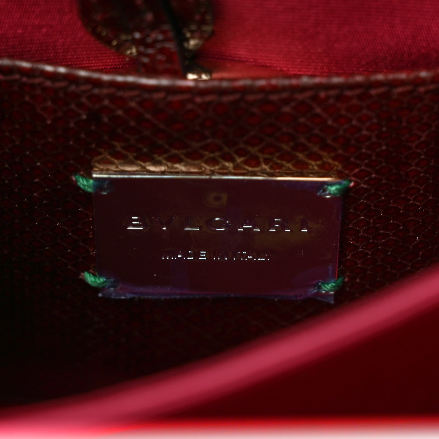 Bulgari Shiny Karung Serpenti Forever Top Handle Dark Red 6 of 9