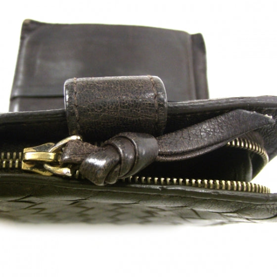 Bottega Veneta Woven Leather French Flap Wallet Ebano 7 of 10