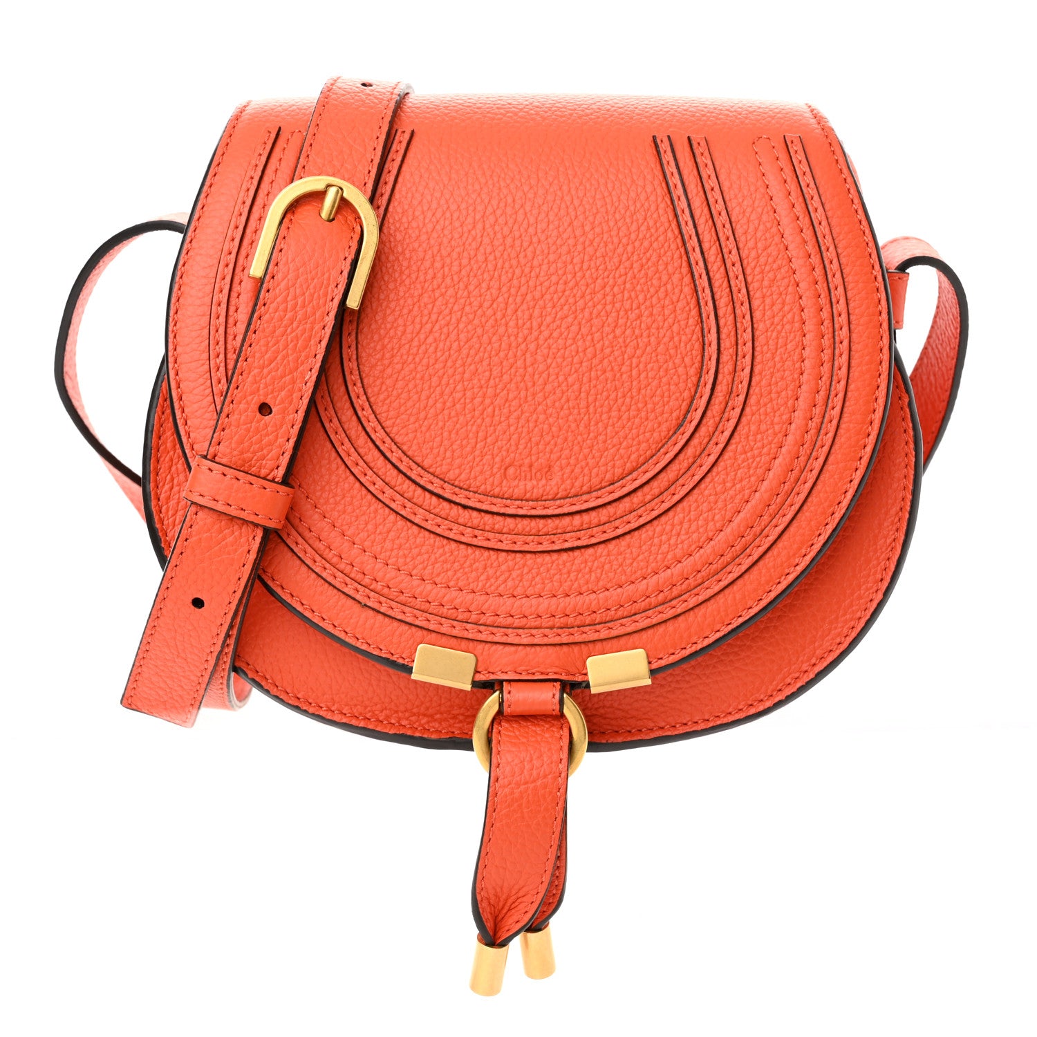 Chloe Calfskin Mini Marcie Round Crossbody Bag Rusted Orange 1 of 11