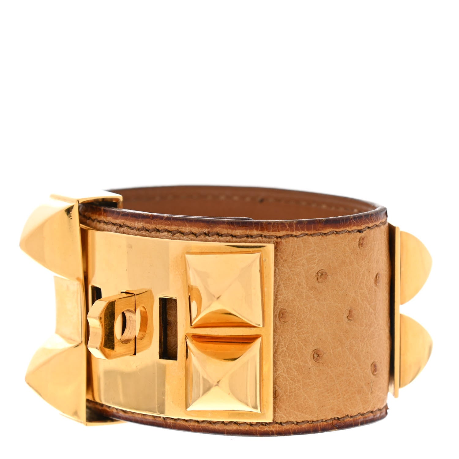 Hermes Ostrich Collier De Chien CDC Bracelet Gold 3 of 8