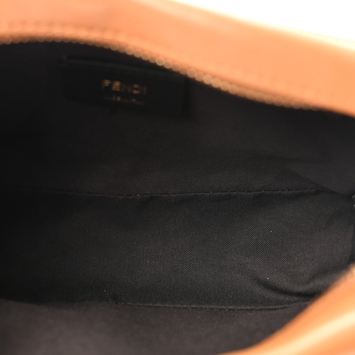 Fendi Glazed Fabric Vitello Century FF 1974 Stamp Patch Mini Camera Case Mogano Panna Caramello 5 of 10
