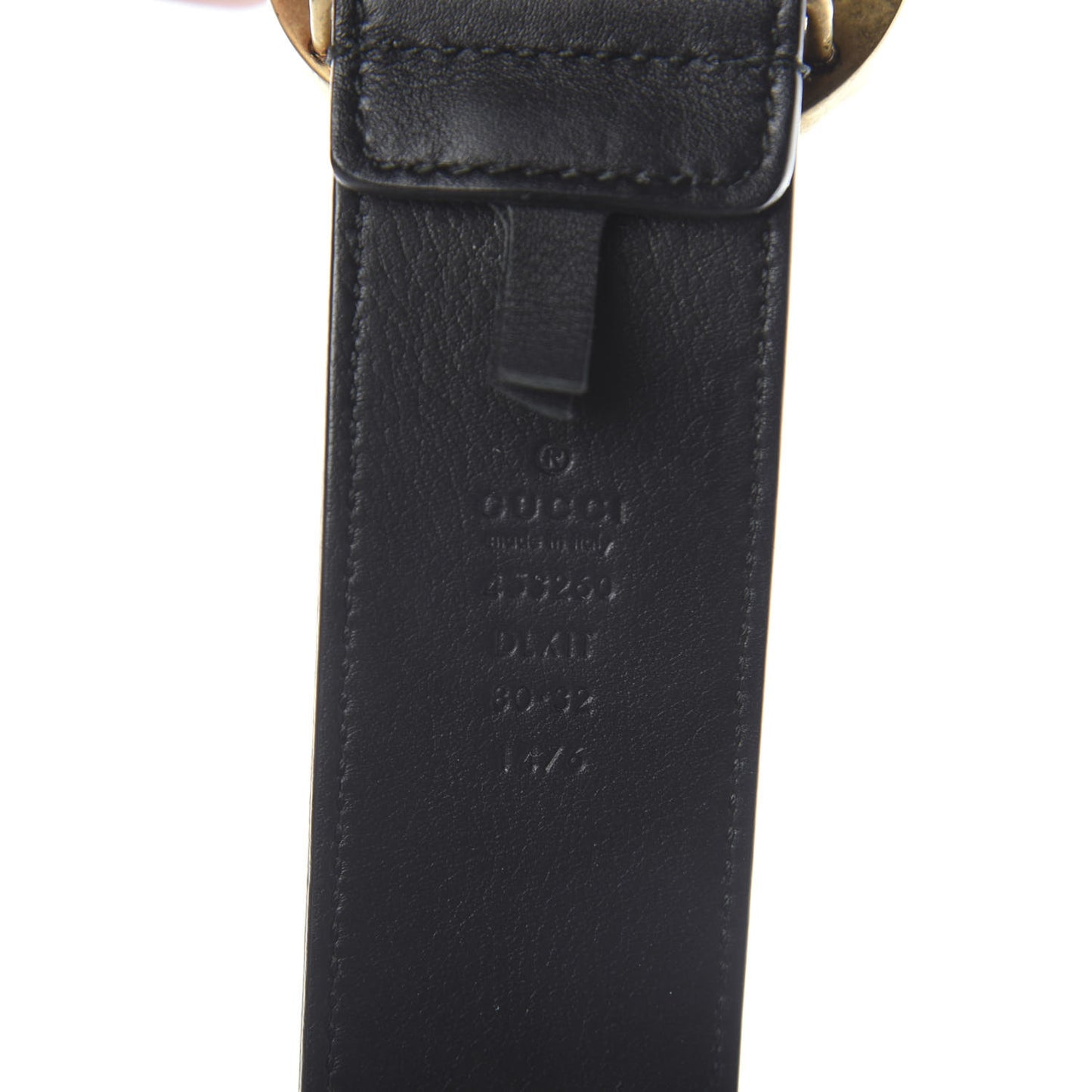 Moon Calfskin Pearl Double G 40mm Belt 80 32 Black Cream