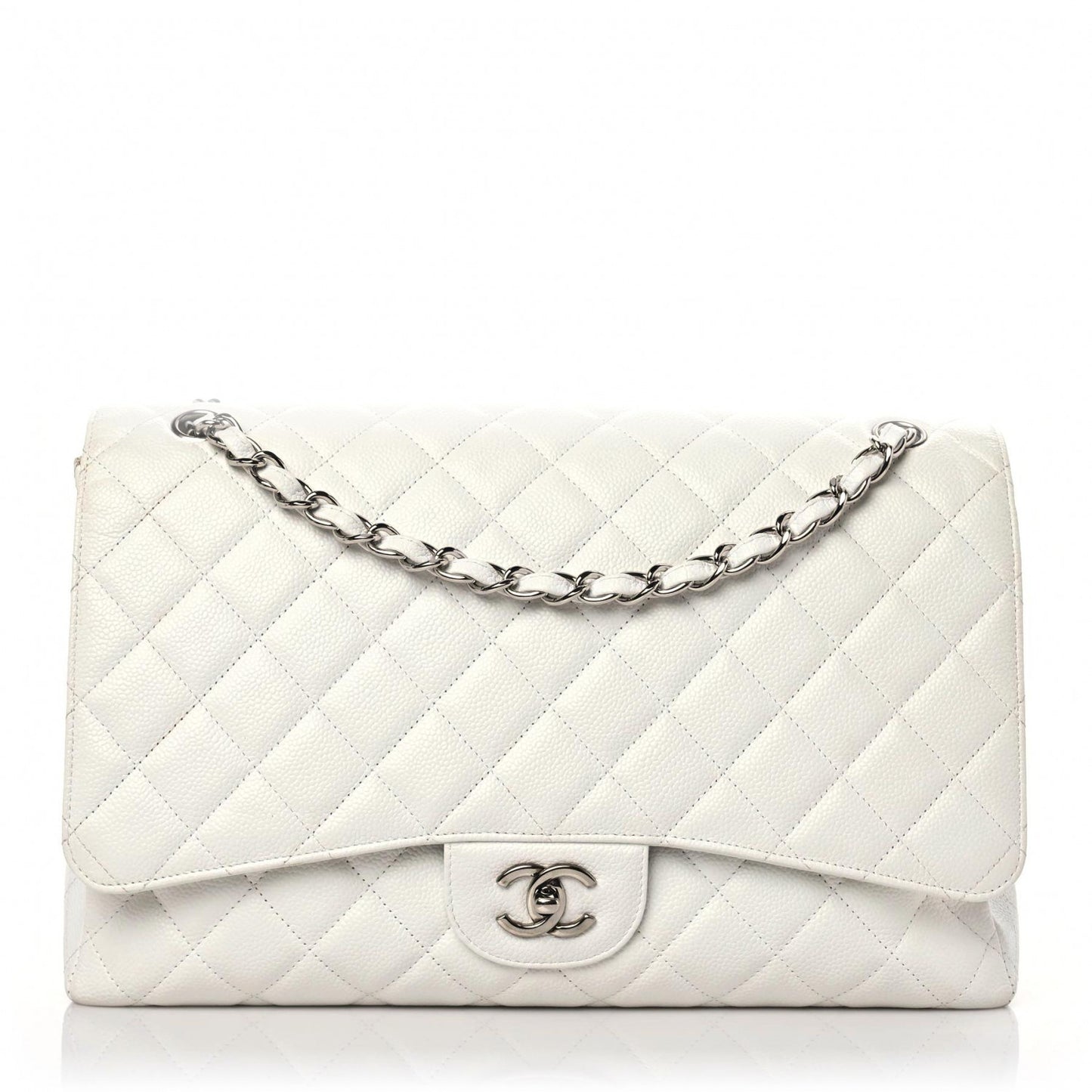 Caviar Quilted Maxi Single Flap White