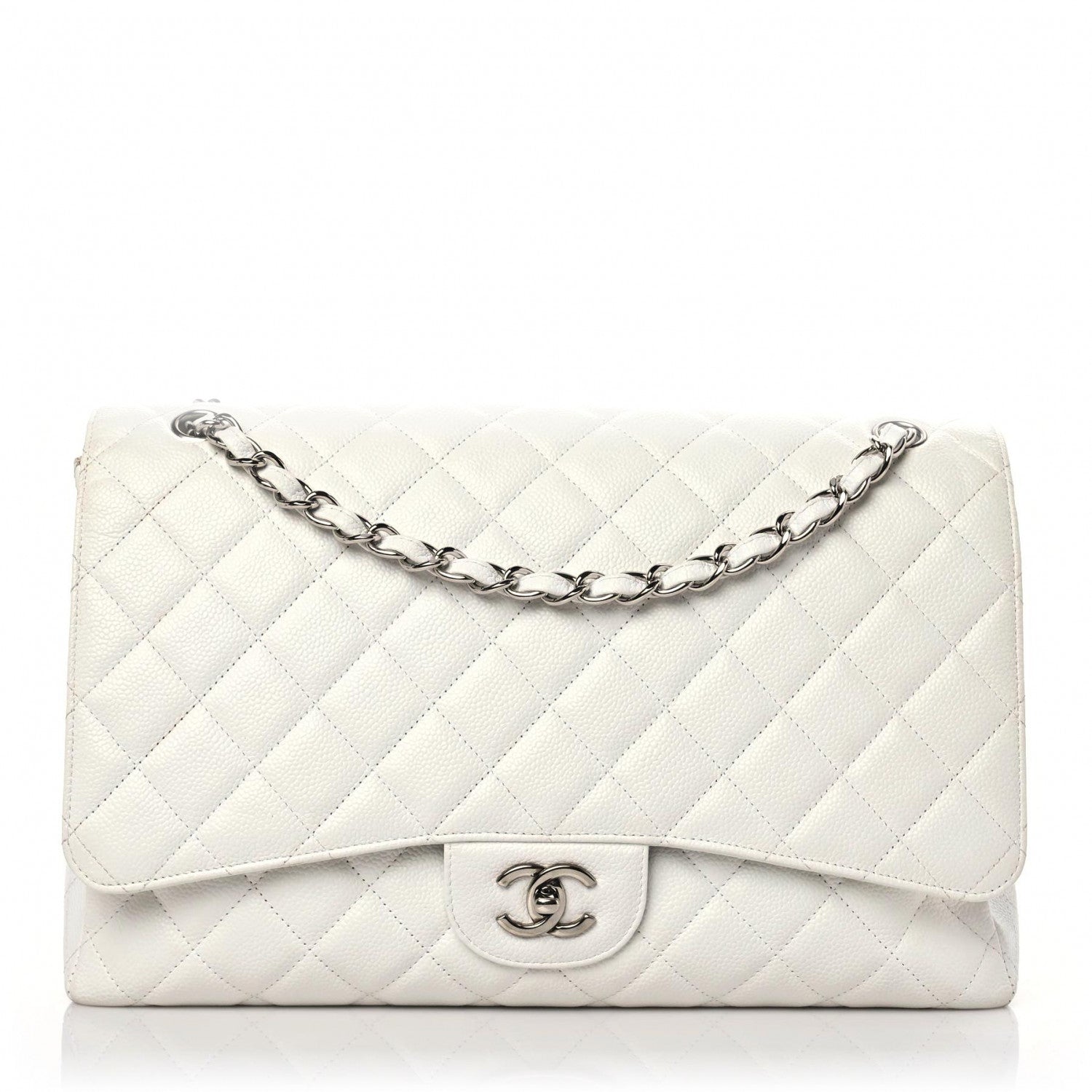 Chanel Caviar Quilted Maxi Single Flap White 1 of 22