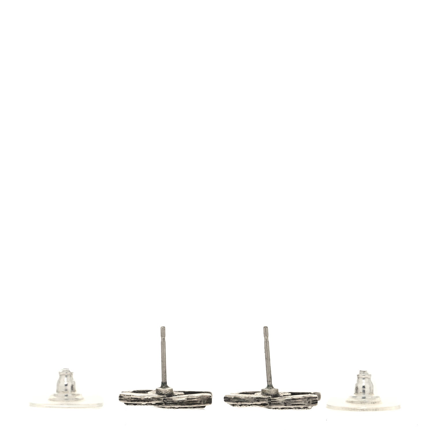 Chanel Crystal Royal Flush CC Stud Earrings Silver 3 of 5