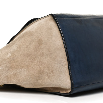 Celine Smooth Calfskin Suede Medium Bi-Color Trapeze Blue 4 of 12