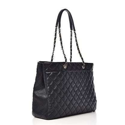 Chanel Caviar Quilted Large CC Shopping Tote Navy 3 of 10