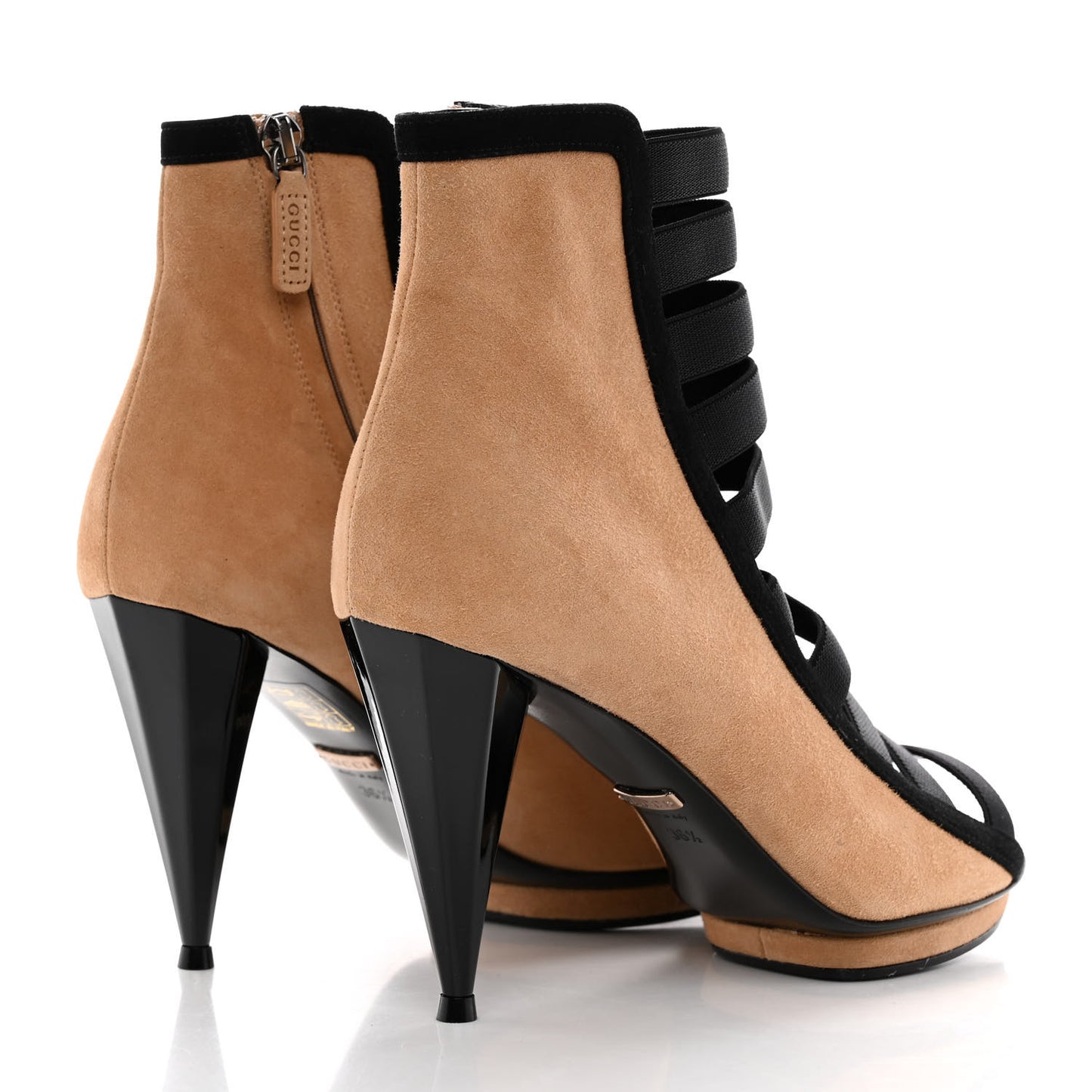 Kid Scamosciato Elastic Olimpia Open Toe Booties 36.5 Black Camelia
