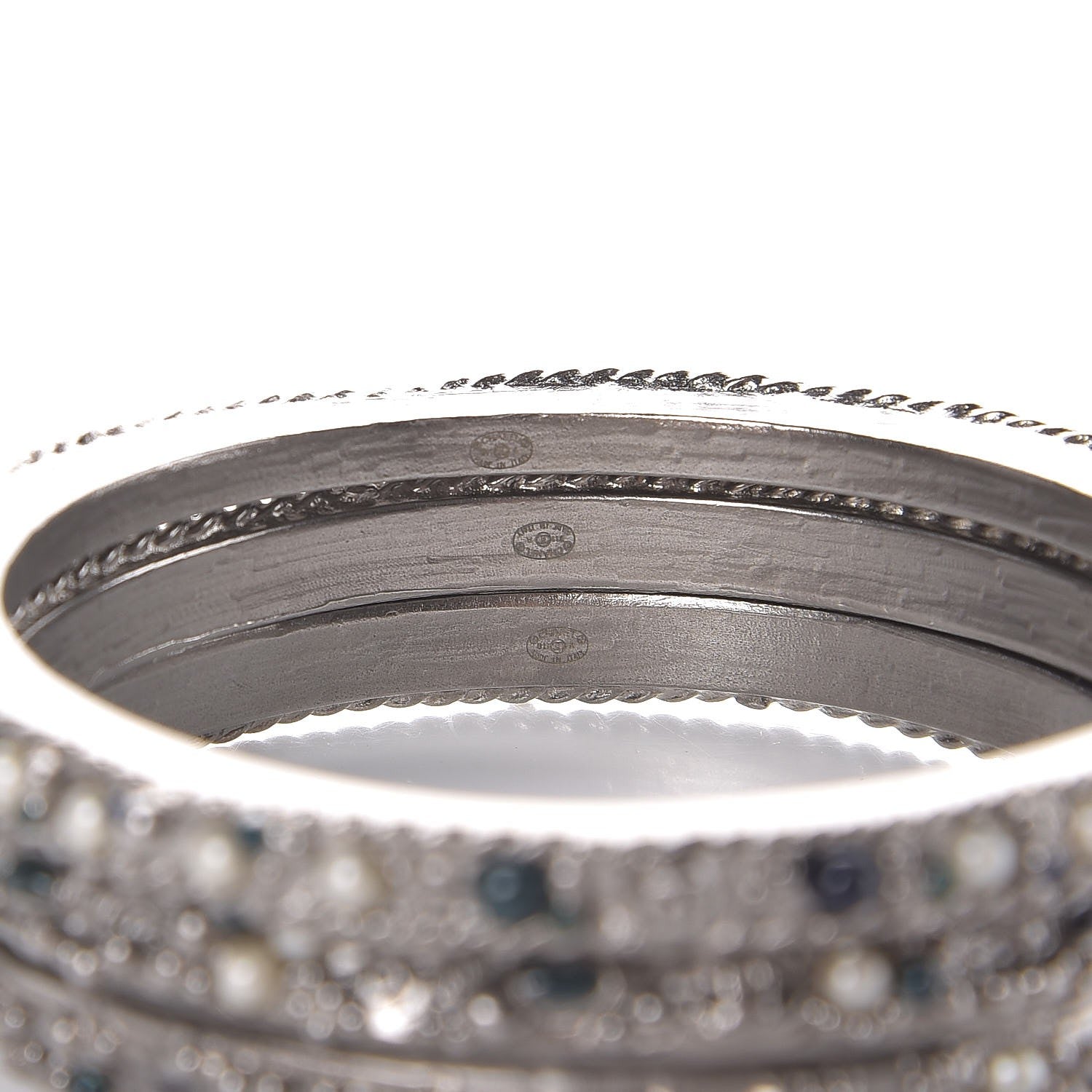 Chanel Ruthenium Pearl Bead Bangle Set of 3 4 of 5