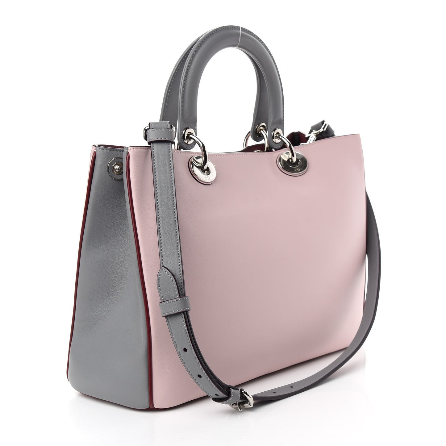 Smooth Calfskin Medium Tri-Color Diorissimo Tote Pink Grey Burgundy