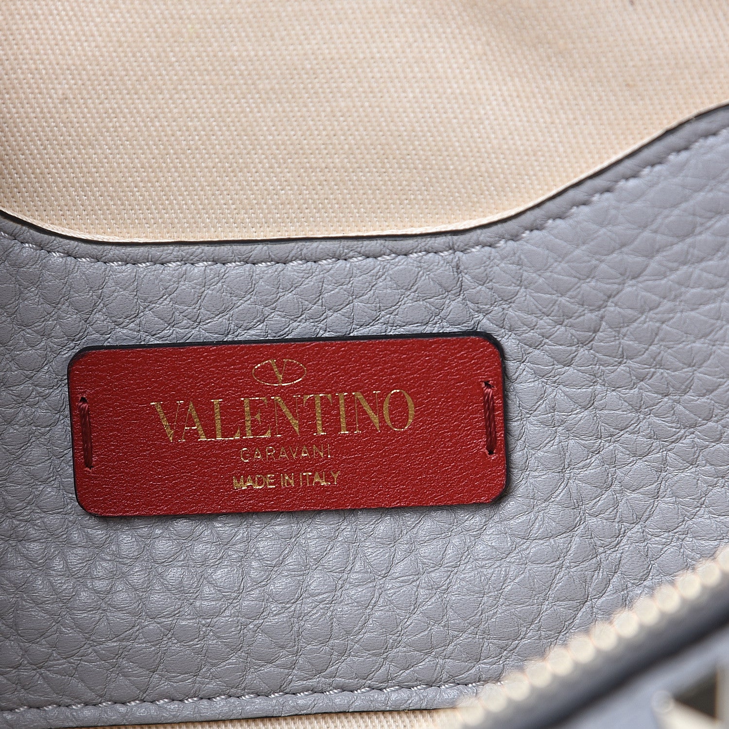 Valentino Garavani Grained Calfskin Rockstud Belt Bag 85 Pastel Grey 5 of 9