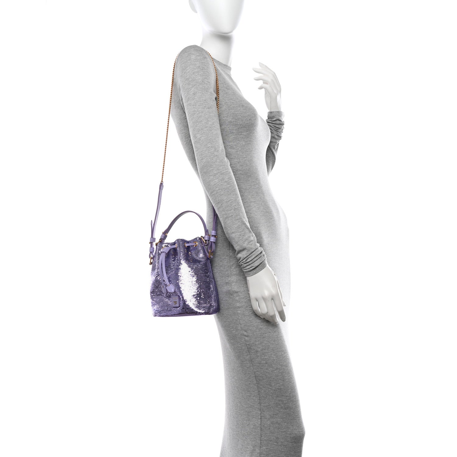 Tom Ford Sequin Small Disco Chain Bucket Bag Light Purple 2 of 9