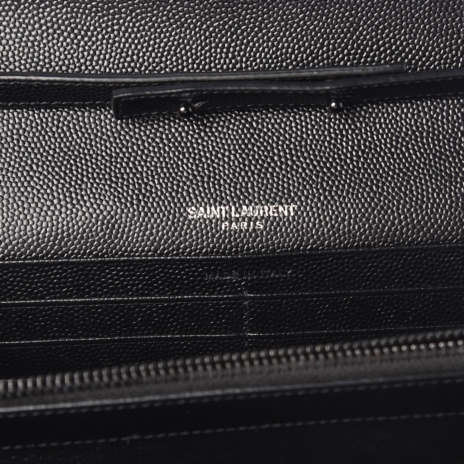 Saint Laurent Grain De Poudre Matelasse Chevron Monogram Chain Wallet Black 6 of 10