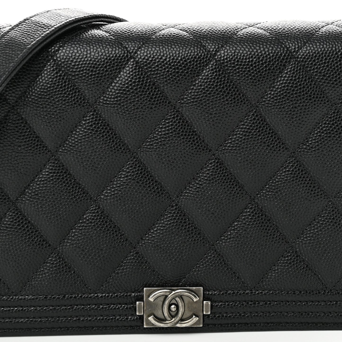 Caviar Quilted Boy Wallet On Chain WOC Black