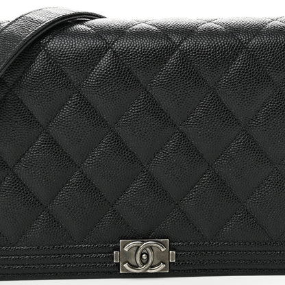 Chanel Caviar Quilted Boy Wallet On Chain WOC Black 9 of 12