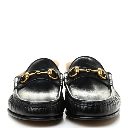 Gucci Goatskin Stripe Mens Horsebit Slingback Slippers 7 Black 2 of 13