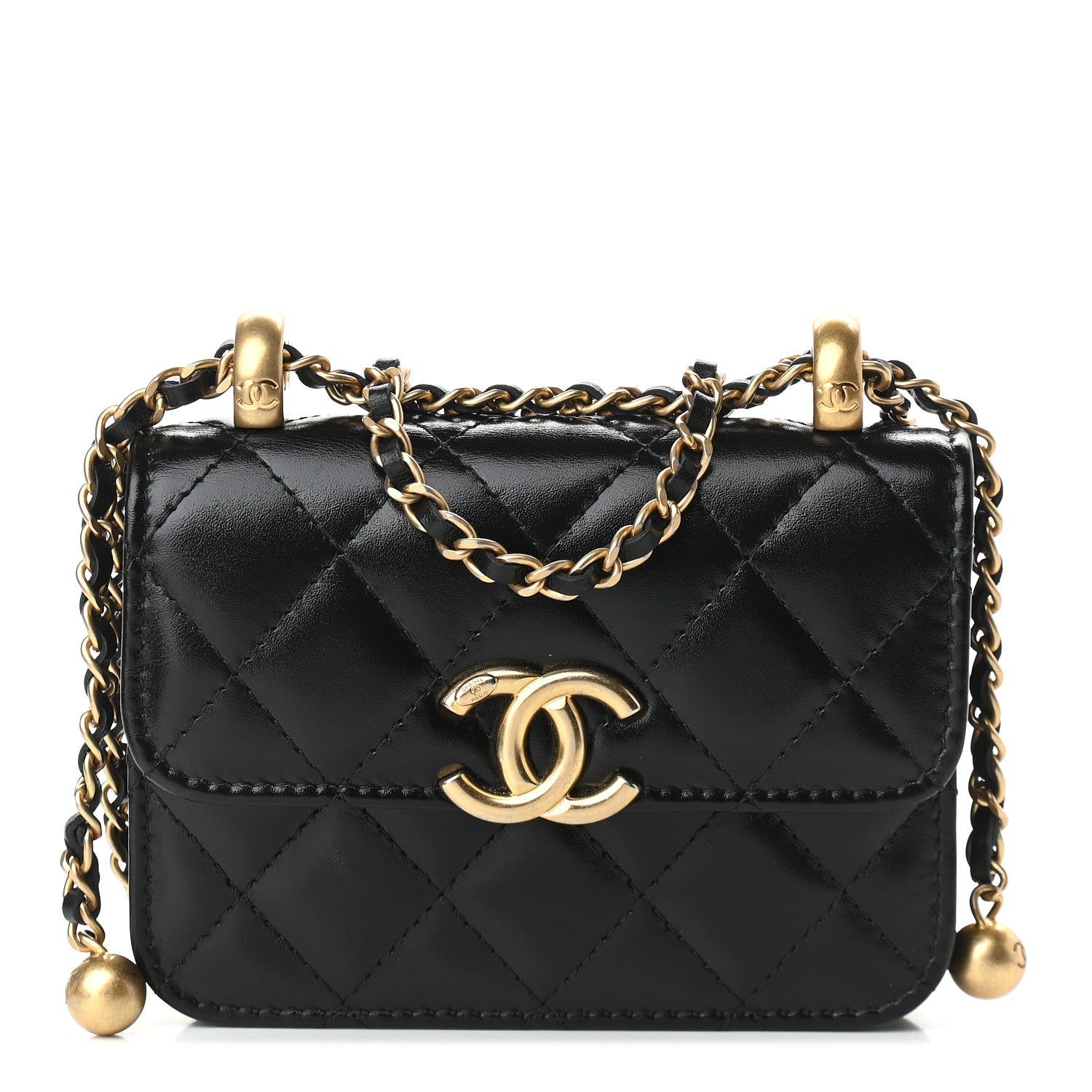 Chanel Calfskin Quilted Perfect Fit Coin Purse With Chain Black 1 of 10