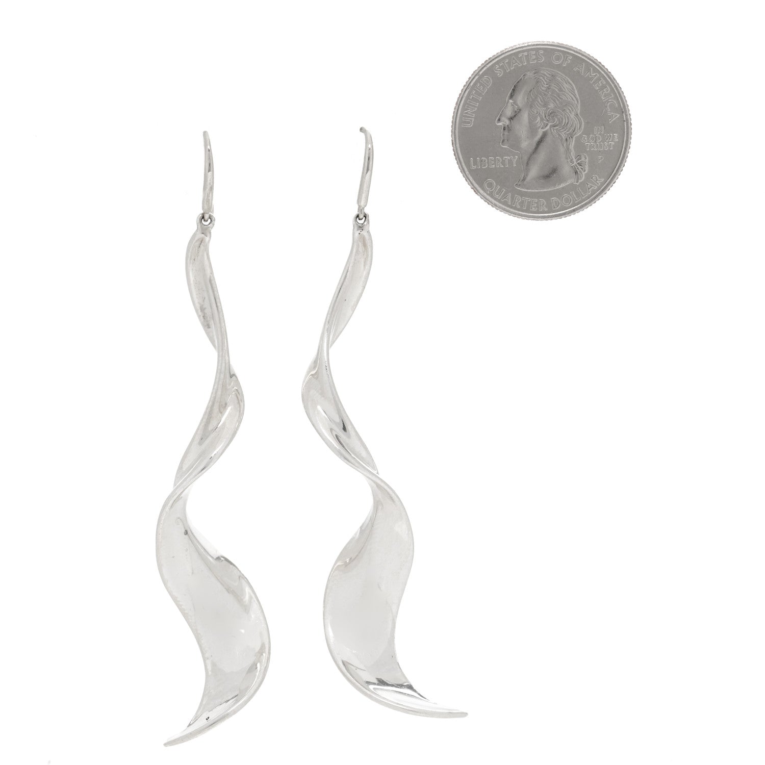 Tiffany Sterling Silver Frank Gehry Orchid Drop Earrings 2 of 5