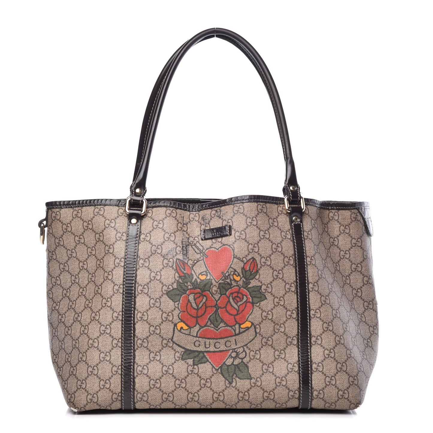 GG Plus Monogram Tattoo Heart Medium Joy Tote Ebony