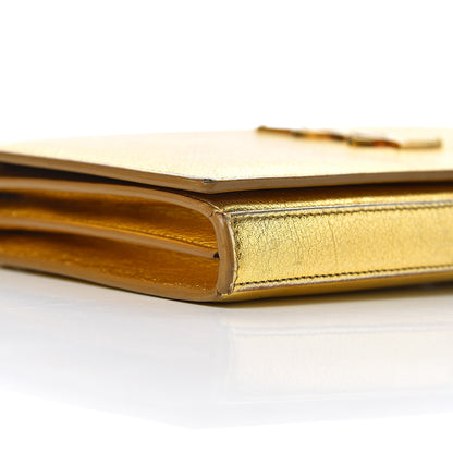 Saint Laurent Metallic Calfskin Monogram Chain Wallet Gold 19 of 22