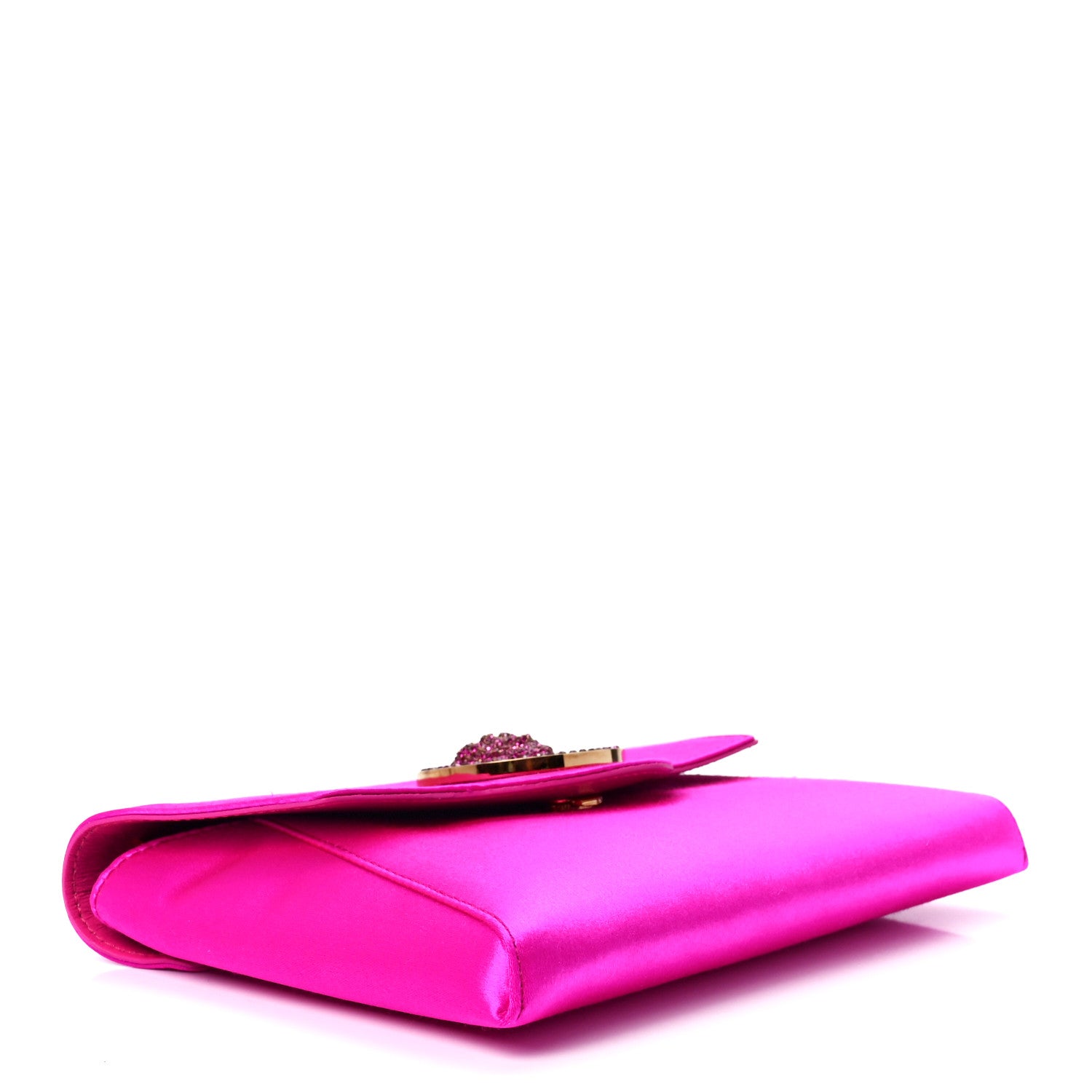 Versace Satin Crystal Embellished La Medusa Pouch On Chain Pink 4 of 11