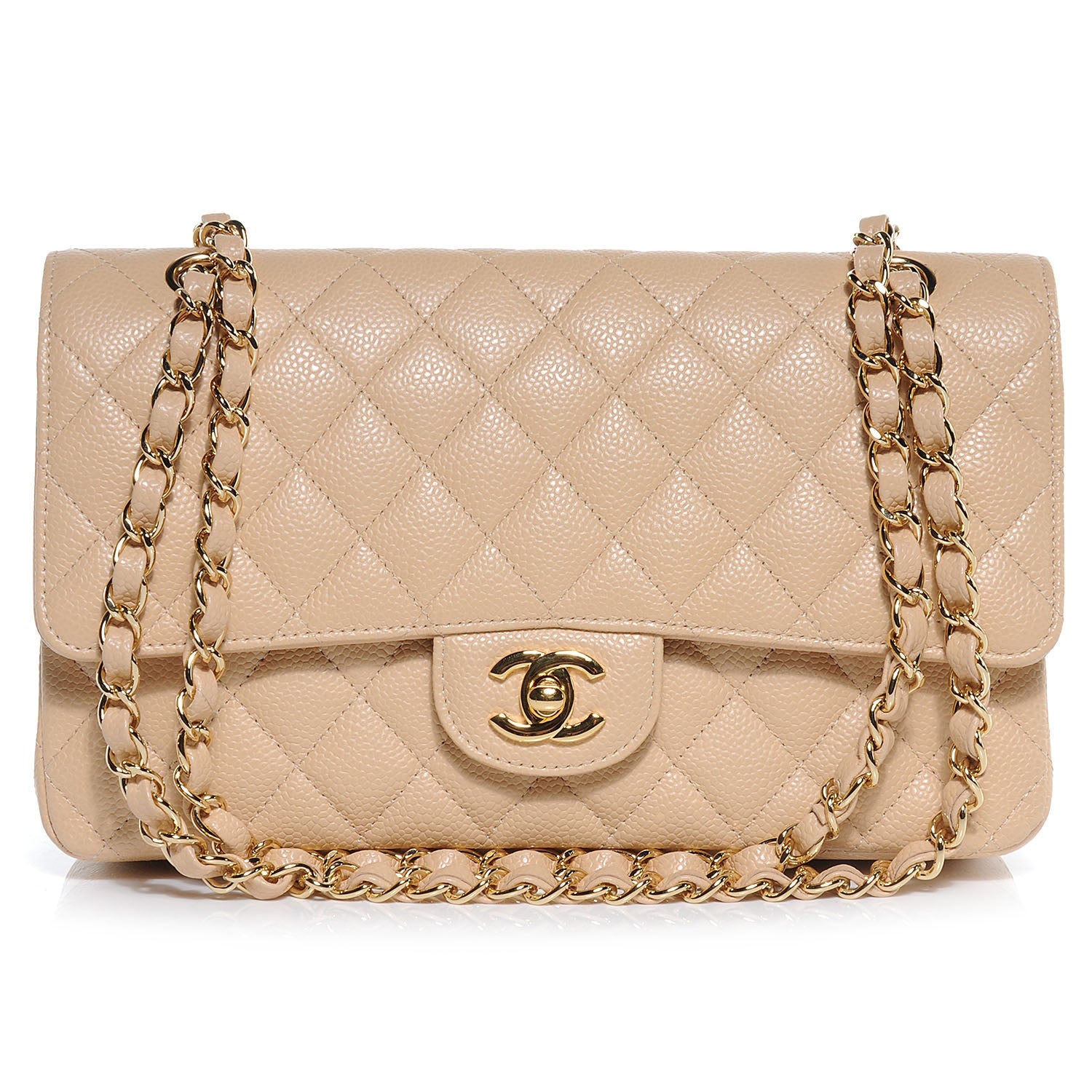Chanel Caviar Quilted Medium Double Flap Beige 1 of 7