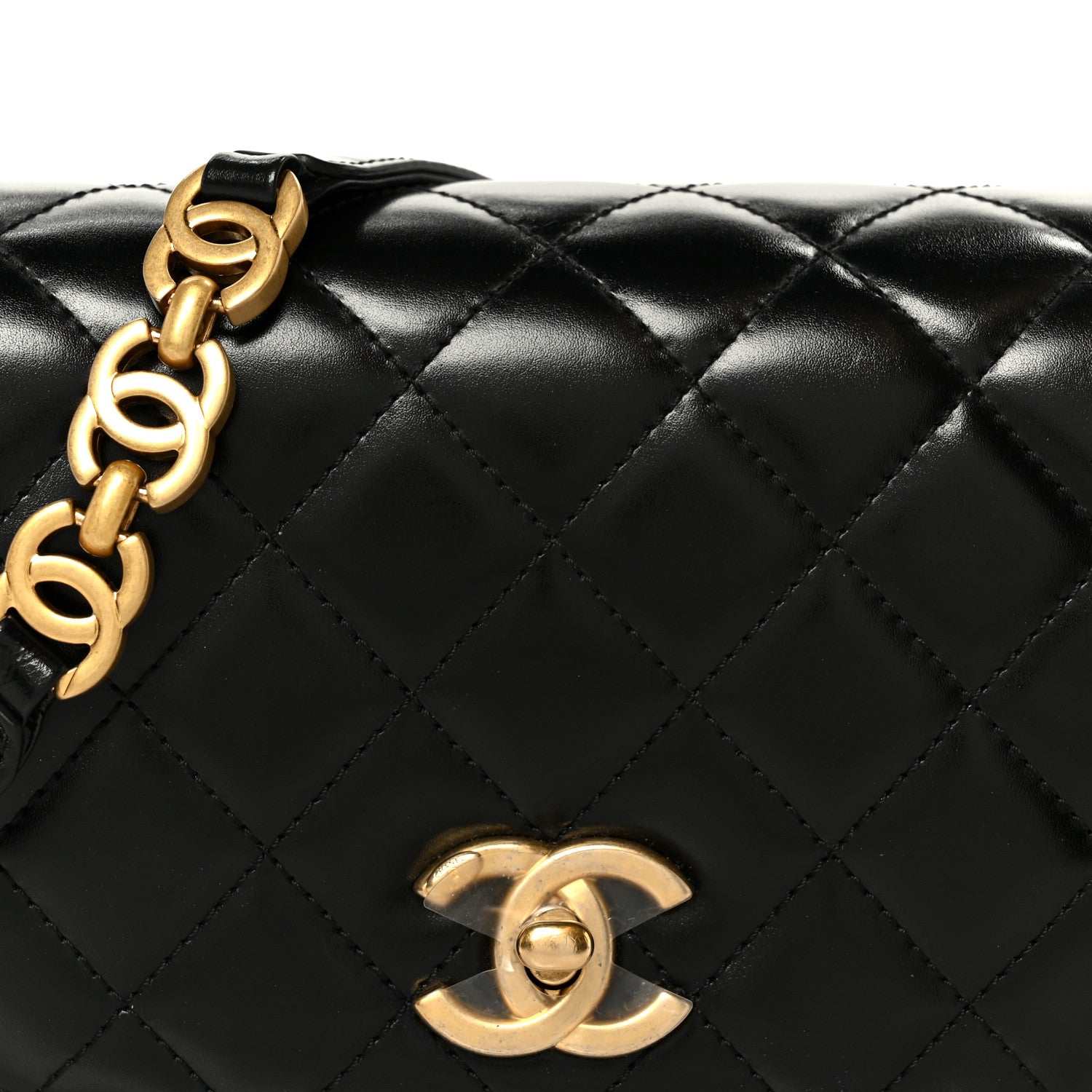 Chanel Shiny Calfskin Quilted Suede Goatskin Mini Messenger Black 8 of 10