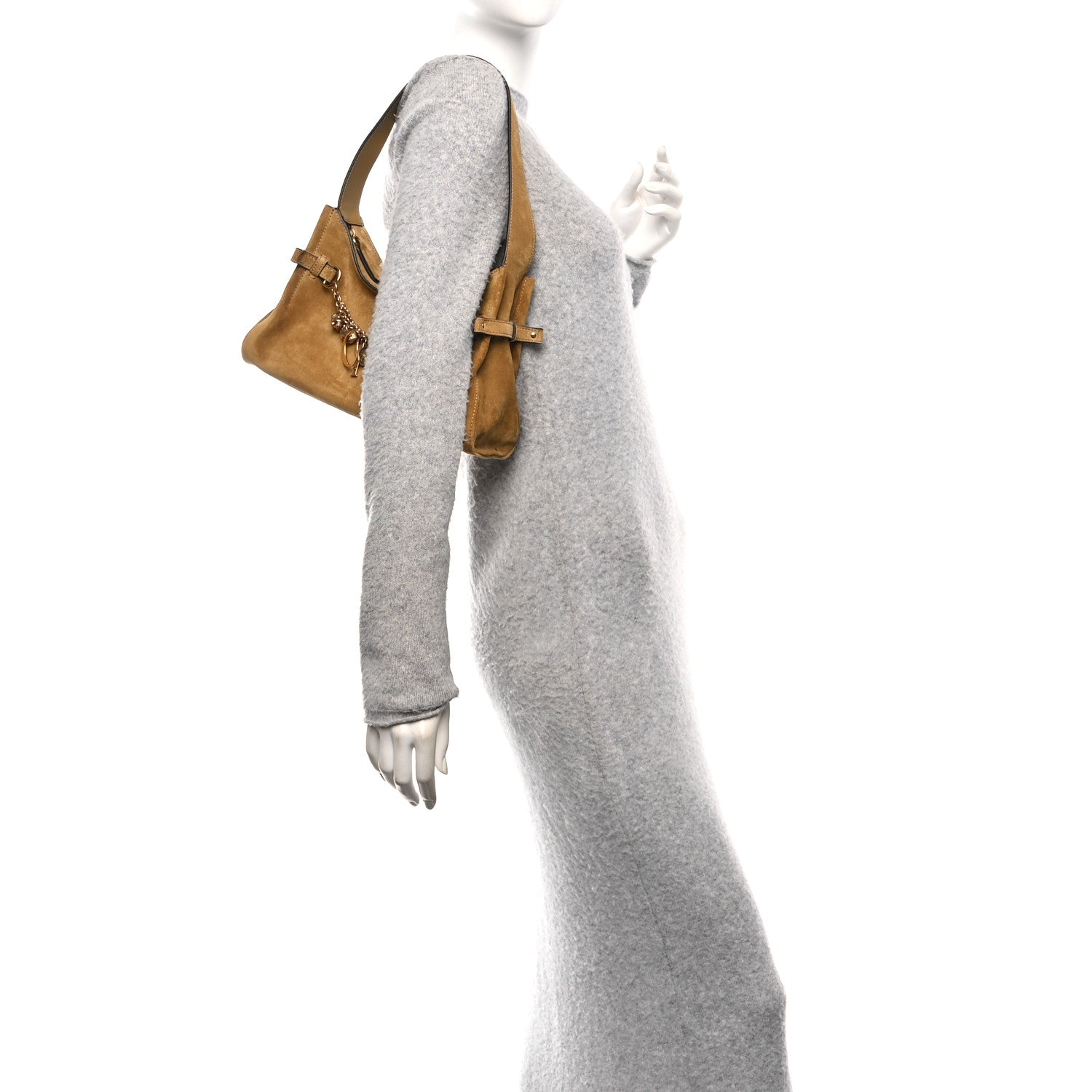 Chloe Suede Charms Hobo Bag Gold Khaki 2 of 9