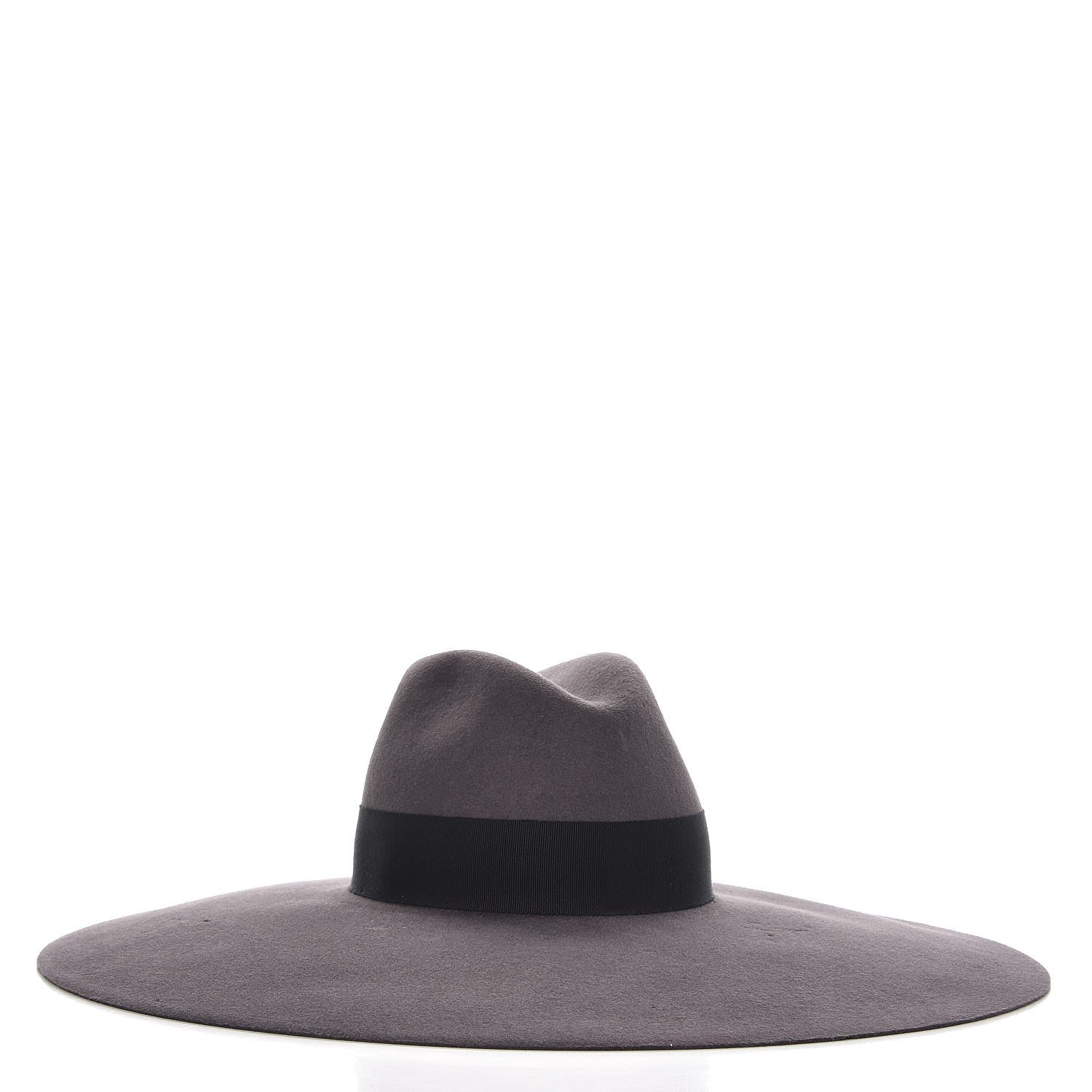 Saint Laurent Rabbit Fur Felt Wide Brim Hat 56 Gray 4 of 10