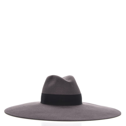 Saint Laurent Rabbit Fur Felt Wide Brim Hat 56 Gray 4 of 10