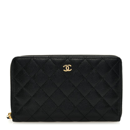 Chanel Caviar Quilted Large Zip Around Organizer Wallet Black 1 of 7