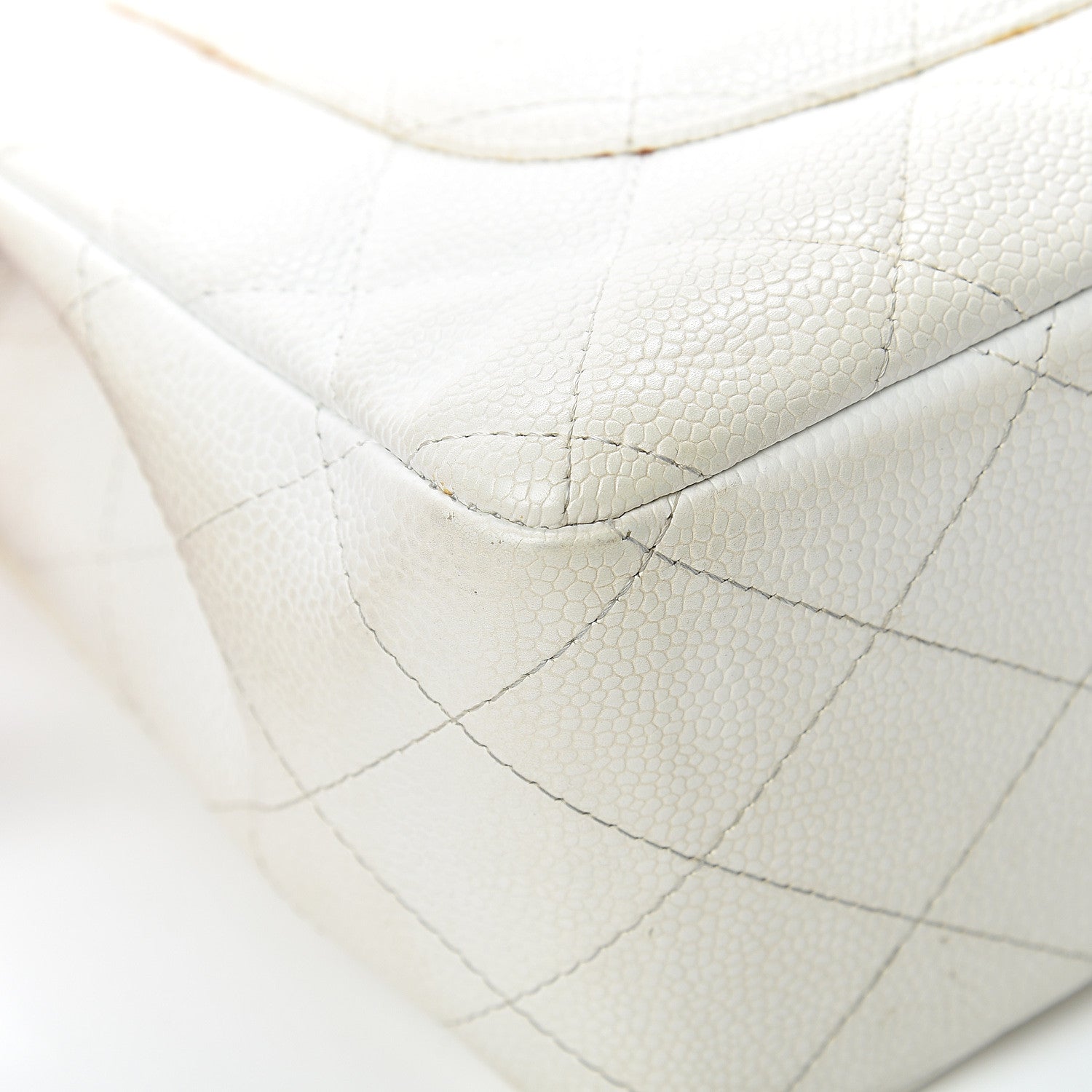 Chanel Caviar Quilted Jumbo Single Flap White 11 of 26