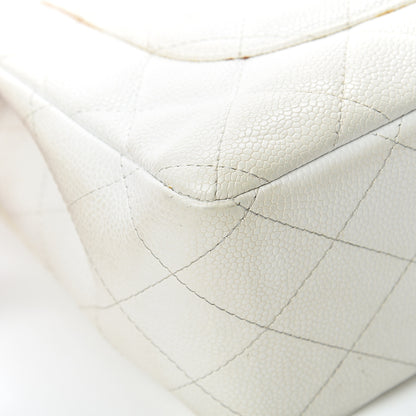 Chanel Caviar Quilted Jumbo Single Flap White 11 of 26