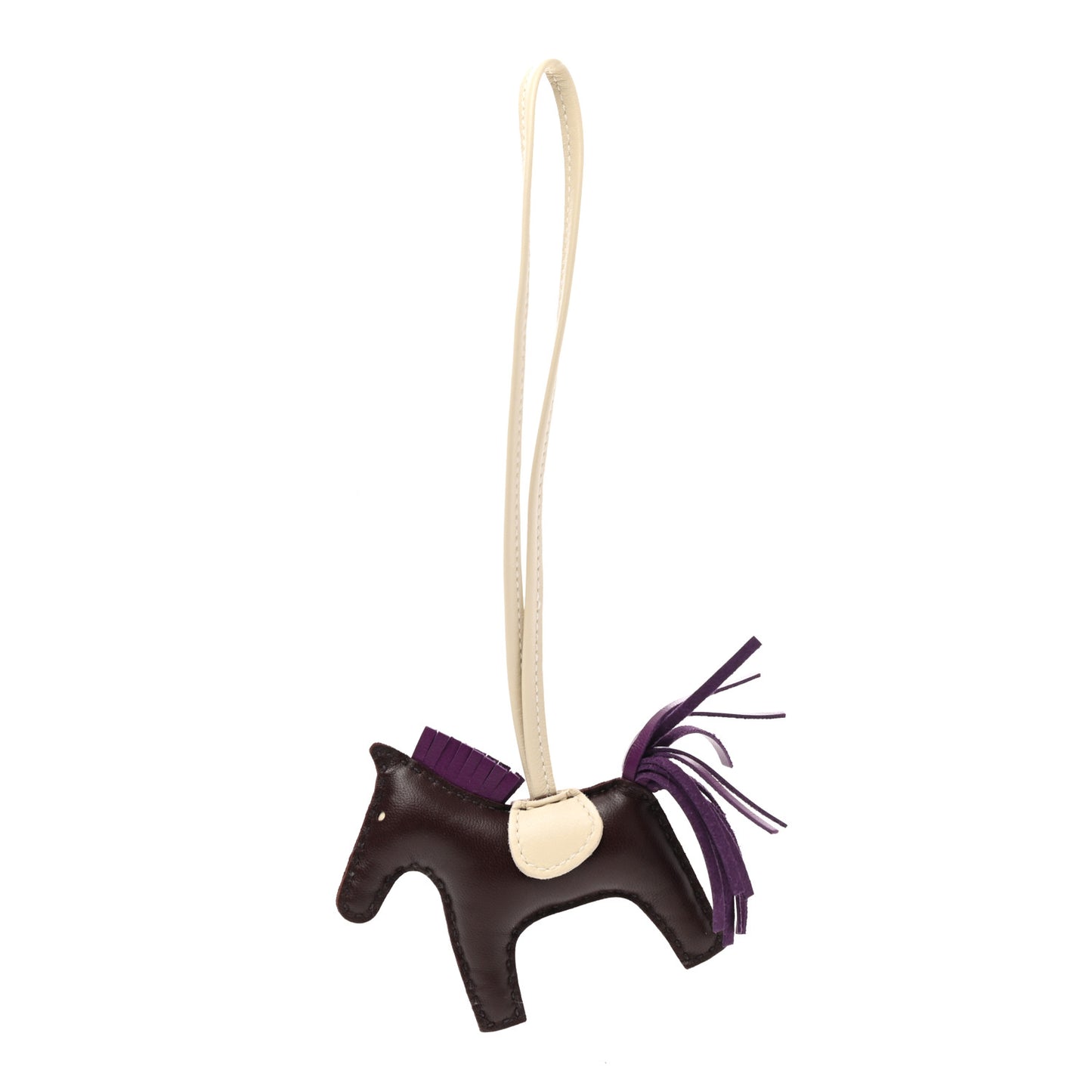 Milo Lambskin Grigri Rodeo Horse Bag Charm PM Rouge Sellier Craie Violet