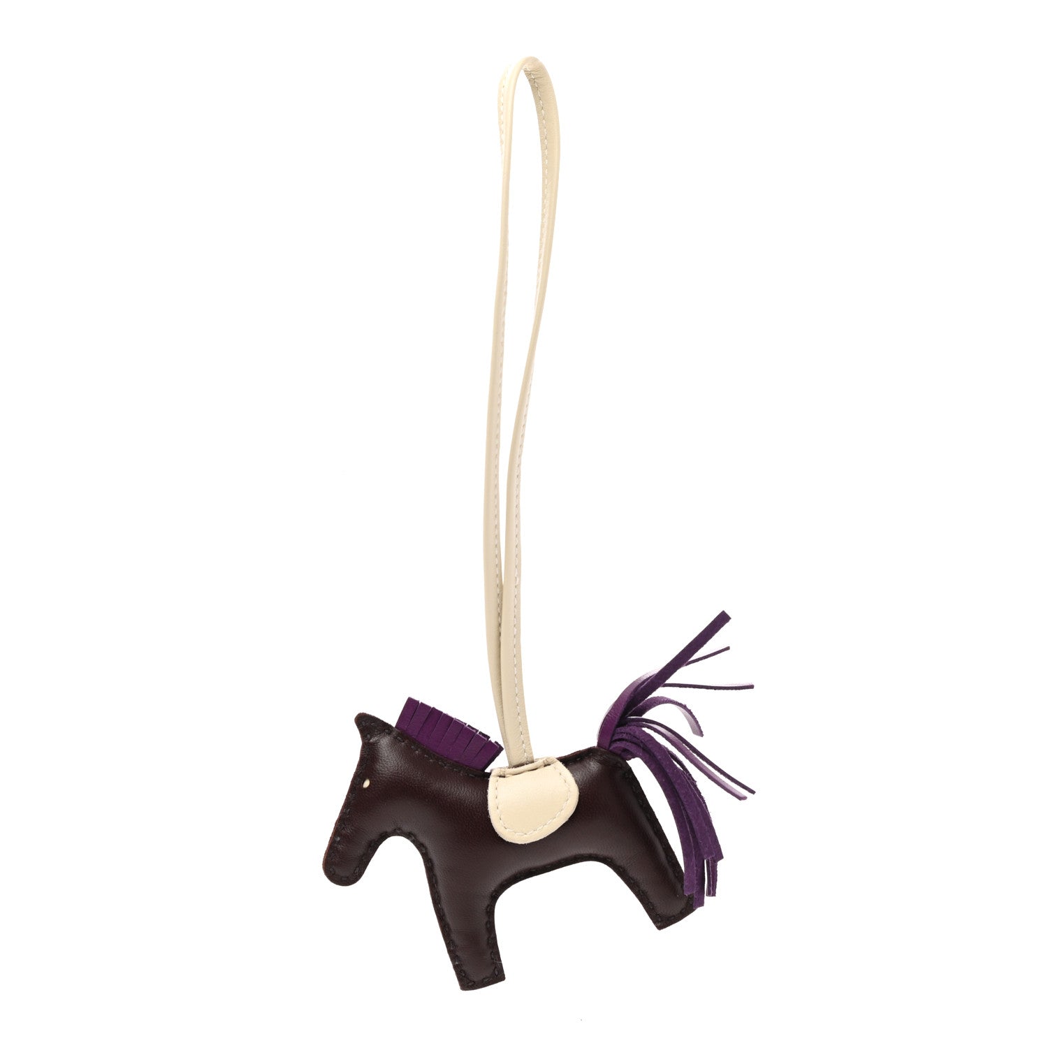 Hermes Milo Lambskin Grigri Rodeo Horse Bag Charm PM Rouge Sellier Craie Violet 1 of 4