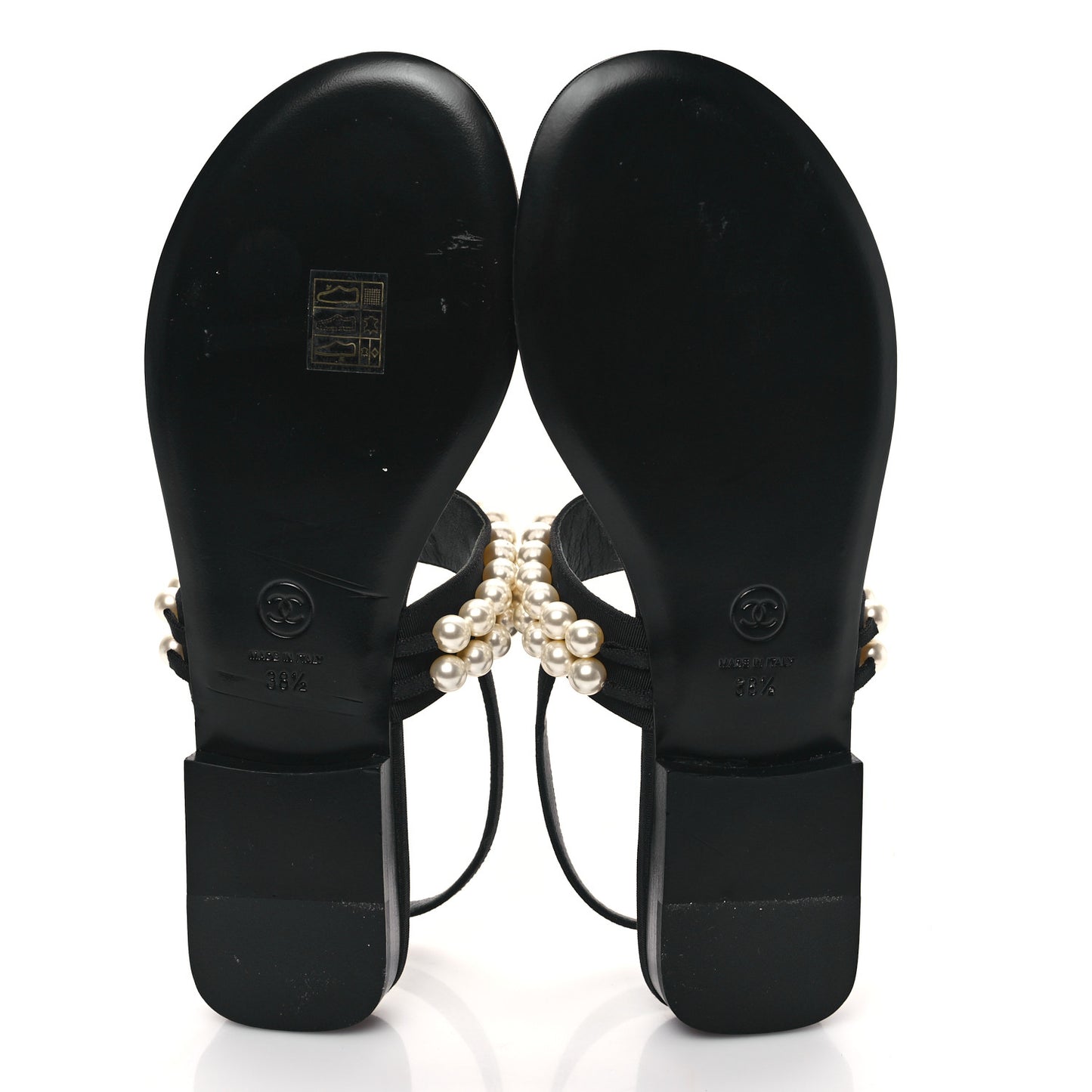 Grosgrain Pearl CC Sandals 38.5 Black