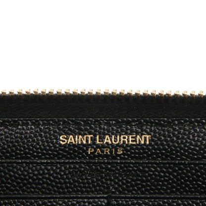 Saint Laurent Grain De Poudre Matelasse Chevron Monogram Zip Around Wallet Black 6 of 6