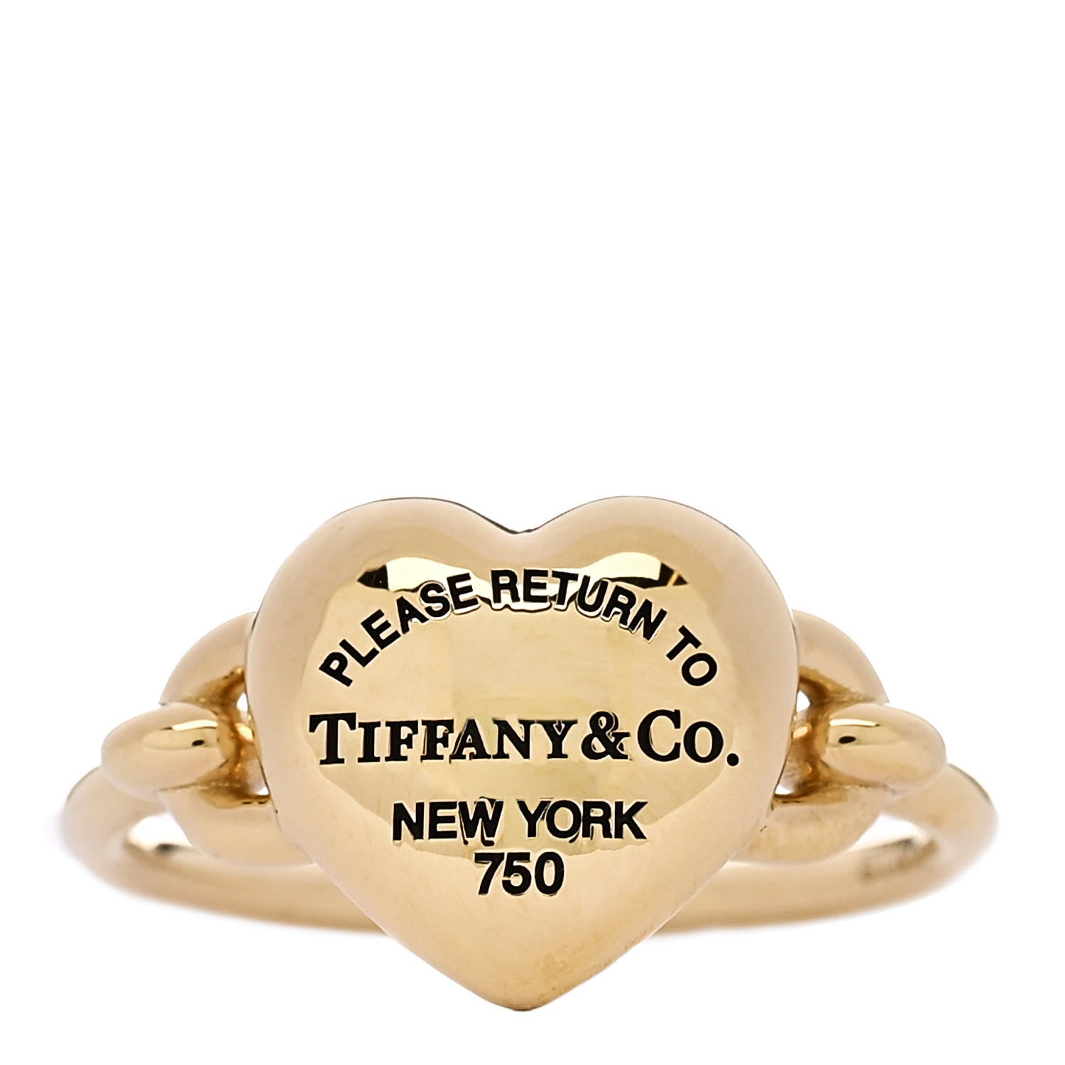 Tiffany 18K Yellow Gold Return to Tiffany Full Heart Ring 53 6.25 1 of 6